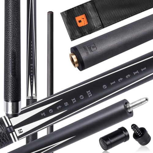 PODAYUDE Little Monster Carbon Fiber Pool Cue Stick - 2 Pieces 9-Ball Billiard Cue 12.5mm Low Deflection Carbon Fiber Pool Stick with Quick 4-Pin Joint, [ Weight Adjustable ] 19oz