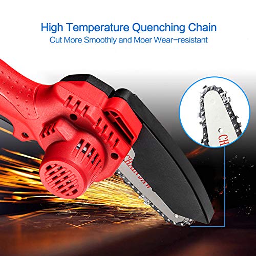 Image of Mini Chainsaw, 4-Inch Cordless Electric Protable Chainsaw With 1Pcs Batteries & Chain Brushless Motor, One-Hand 0.7Kg Lightweight, Pruning Shears Chainsaw For Tree Branch Wood Cutting