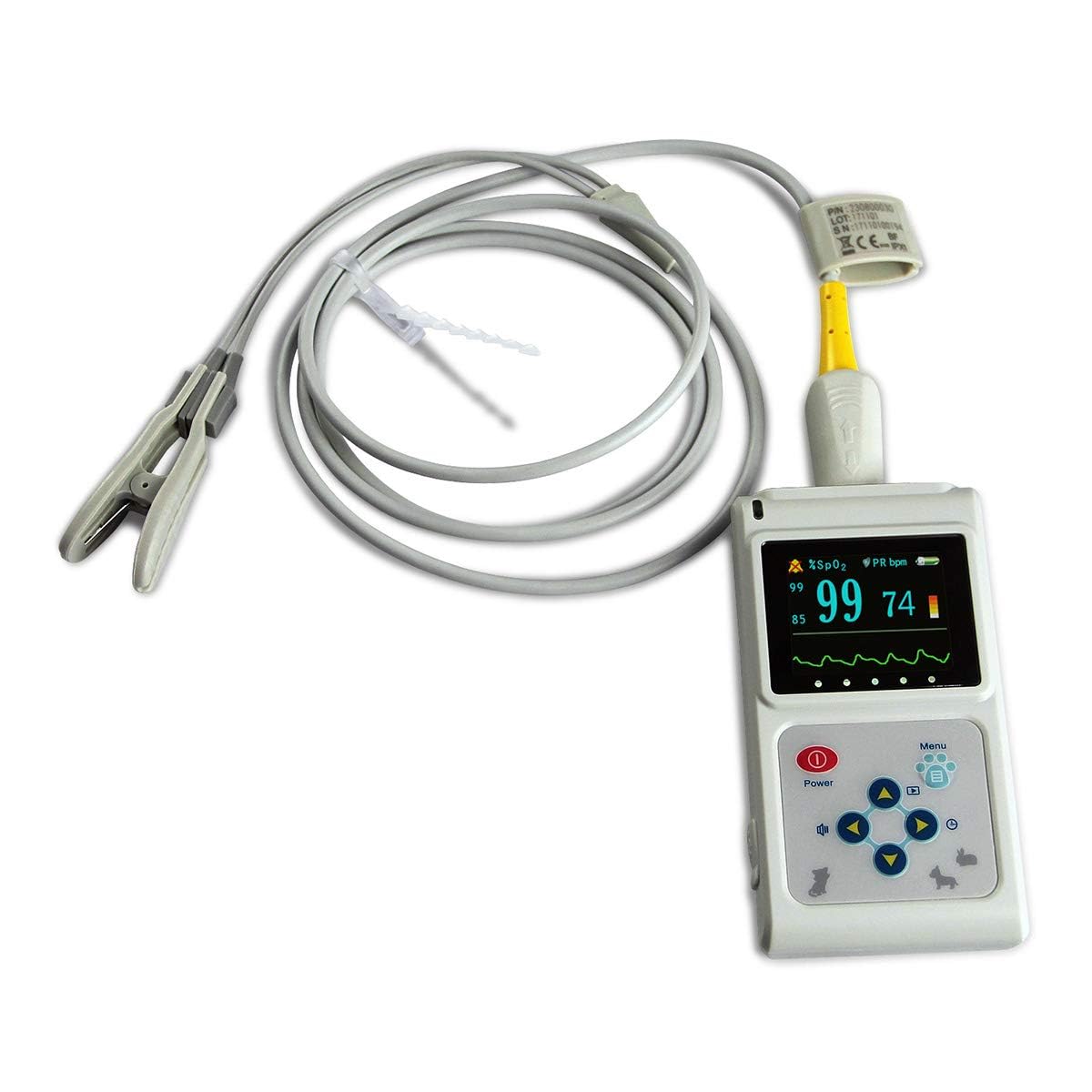 Oxímetro De Pulso Veterinario, Monitor De Frecuencia De Pulso, Sensor De Oído/Lengua, Oxímetro De Pulso Veterinario De Mano, Monitor De Frecuencia De Pulso Veterinario Spo2, Oído/Lengua