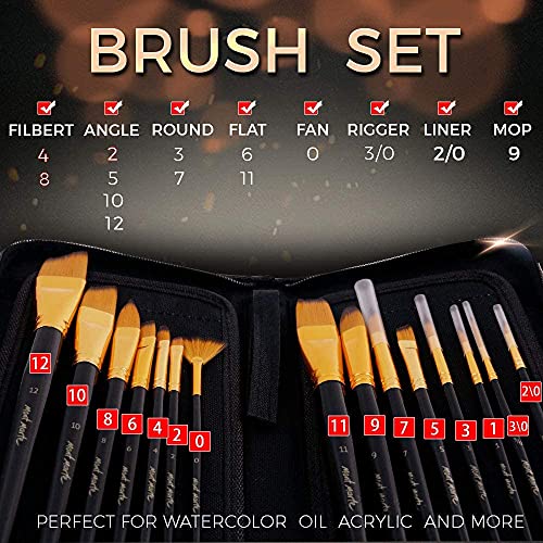 image for Mont Marte Art Paint Brushes Set, Great for Watercolor, Acrylic, Oil-1