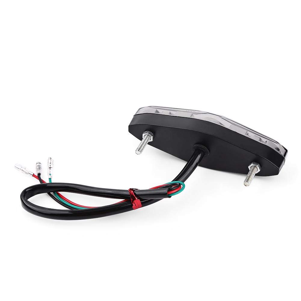 Qiilu Luz trasera del freno de la motocicleta, 12V 15 LED Luz trasera de marcha trasera Luz trasera para Universal ATV Dirt Bike(gris)
