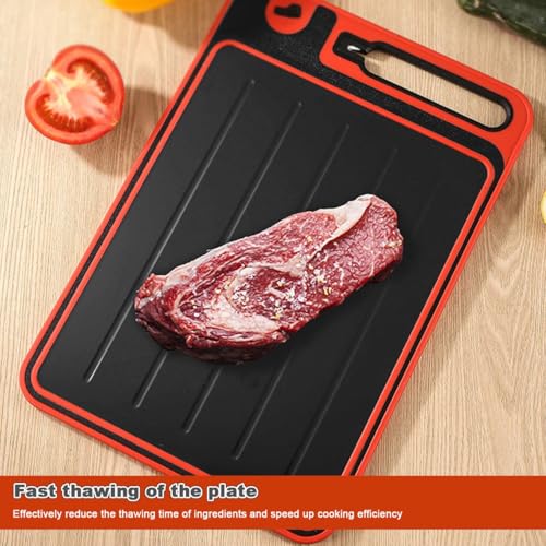 4-in-1 Auftauplatte und Messerschärfer, Auftaumatte für gefrorenes Fleisch, Knoblauchreibe und Schneidebrett, multifunktionales Auftaubrett für Fleisch (groß)