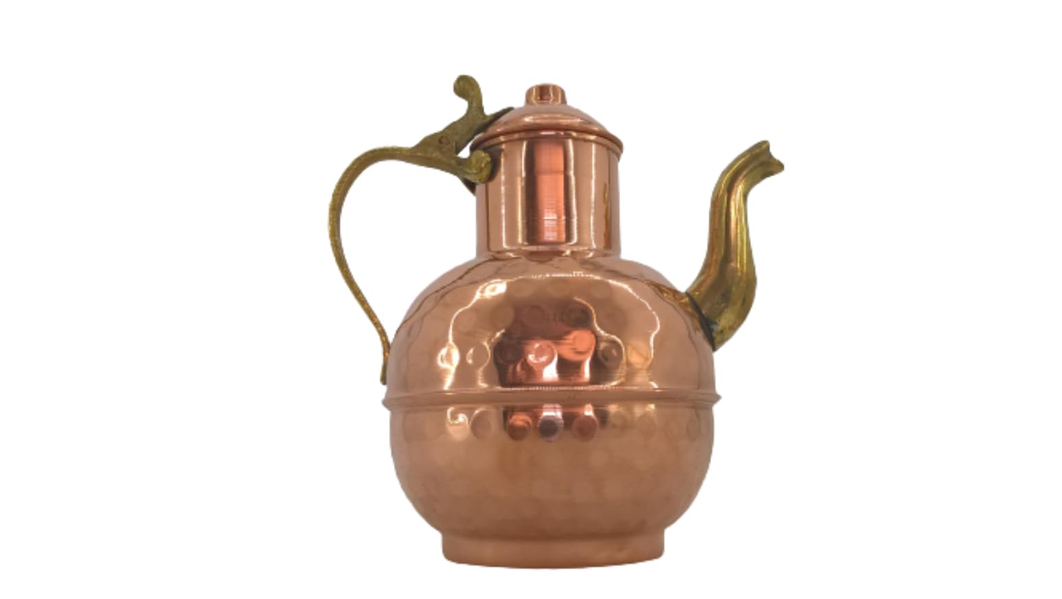 Handwerkskunst - Krug aus gewölbtem Kupfer mit Deckel Kunsthandwerk Made in Italy - gewölbt