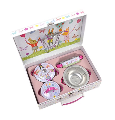 Ensemble de cuisine miniature 9pc Floss & Rock avec étui lapin