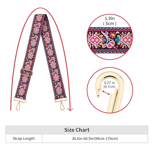 Image of Wide Shoulder Strap Adjustable Replacement Belt Guitar Style Crossbody Bag Handbag Strap Multicolor Canvas Straps(Wide:2in)(Color74)