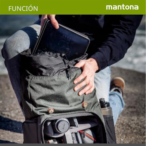 Mochila de cámara verde contra la lluvia con espacio para tres objetivos y laptop 6
