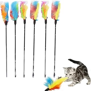 EIHI Pack of 6 Feather Sticks Interactive Toy with Feathers for Kittens product image