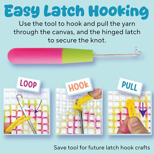 Image of Creativity for Kids Make Your Own Latch N' Patch Fuzzy Stickers Kit | Assemble, Trim & Decorate 5 DIY Yarn Patches | Mess-Free Latch Hook Craft | Sleepover & Screen-Free Kids Activity (Ages 7+)