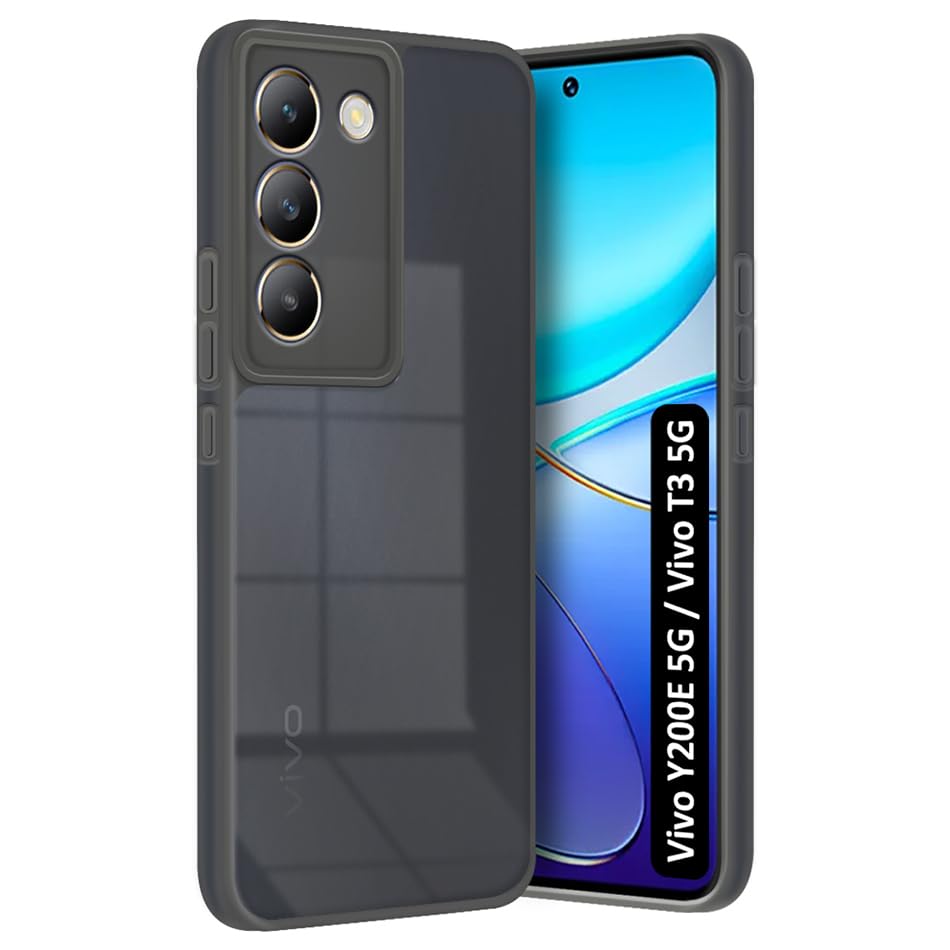 Fashionury Colored Transparent Back Case Cover for Vivo Y200e 5G / Vivo T3 5G | Shockproof Design | Camera Protection Bump | Colored TP | Bumper Case for Vivo Y200e 5G / Vivo T3 5G (Black) (B0DB8MF4DY) Amazon Price History, Amazon Price Tracker
