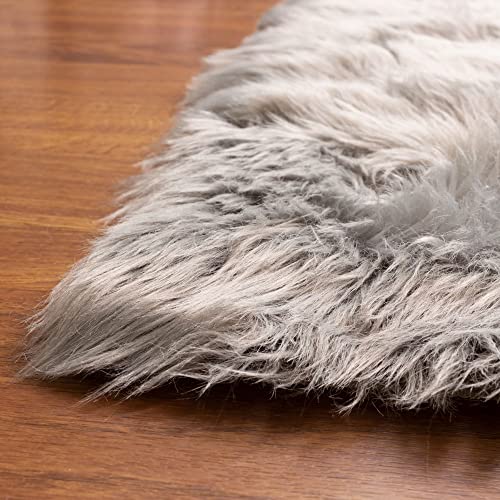Super Area Rugs Ultra Soft & Fluffy Faux Sheepskin Rug, Gray 2 X 3 Feet Carpet For Bedroom Living Room #TOP3