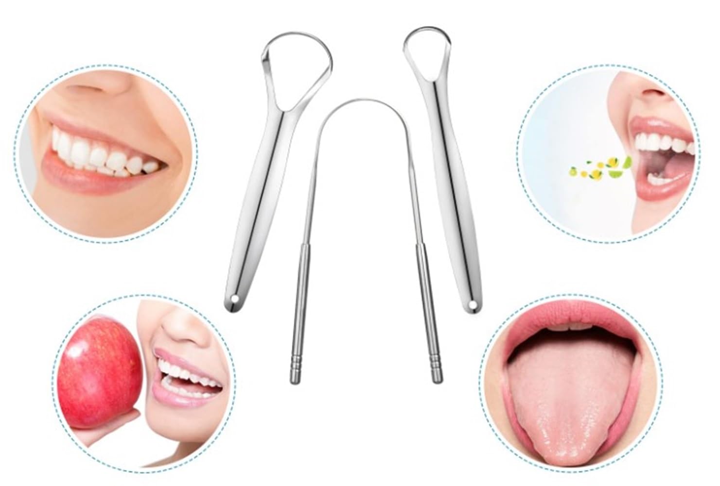 ActivePur Tongue Scraper Cleaner (3 Pcs) Best Stainless Steel Tongue Cleaner Seller, Use mouth wash, toothpaste for Bad Breath, Improve good Oral Hygiene, Handy Metal Travel Carry Case.