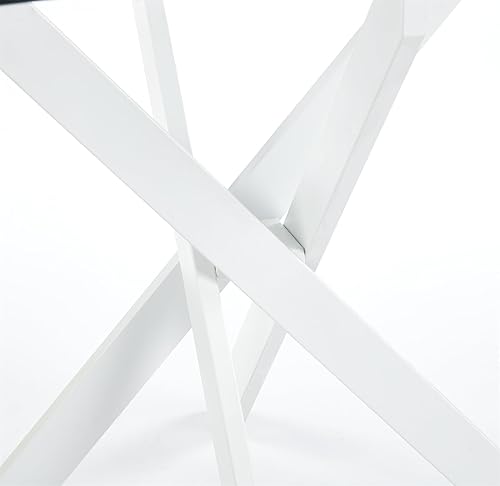 Miniatura 13 de Mesa de comedor redonda de vidrio de 36 pulgadas para 2-4 personas, patas de metal negro resistentes, mesa de cocina redonda de vidrio para