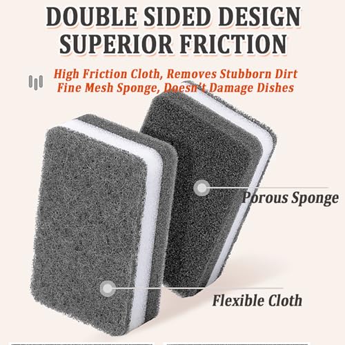 Image of Taeku Natural Kitchen Sponge, 6 Pack Heavy Duty Scrub Cellulose Sponge Premium Multifunction Eco Friendly Cleaning Sponges for Dishes (Grey)