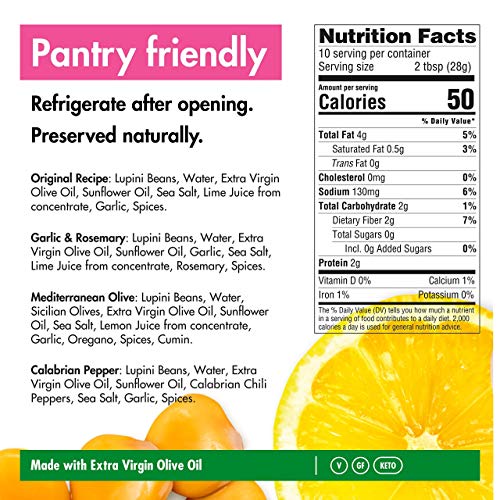 Brami Lupini Beans Snack, Variety 5.3Oz (4 Pack) + Lupini Bean Hummus Dip & Spread, Variety 10Oz (4 Pack) Bundle #TOP4