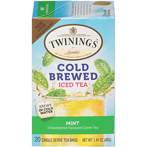 Twinings of London Cold Brew Green Tea with Mint Tea Bags, 20 Count