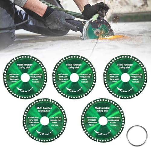 5Packs Indestructible Disc, 4 Inch Indestructible Disc for Grinder, Composite Multifunctional Cutting Saw Blade, Applicable to PVC Pipes, Stone, Ceramics, Wood, Color Steel Tiles