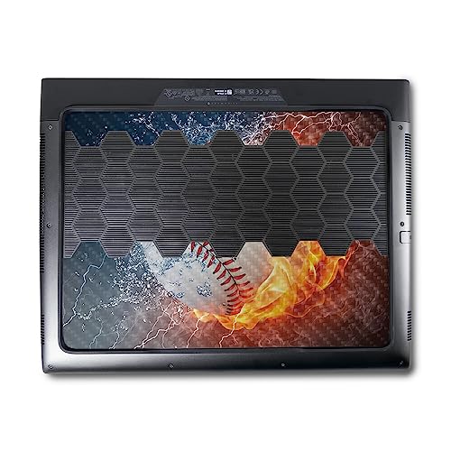 Image of MightySkins Carbon Fiber Skin Compatible With Alienware M18 R1 (2023) Full Wrap Kit - Baseball Fire | Protective, Durable Textured Carbon Fiber Finish | Easy To Apply & Change Styles | Made in the USA