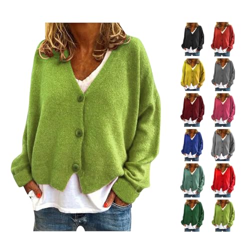 Cardigan for Women Long Sleeve Crewneck Button Down Open Front Cropped Sweaters Fall Winter Oversized Cardigans