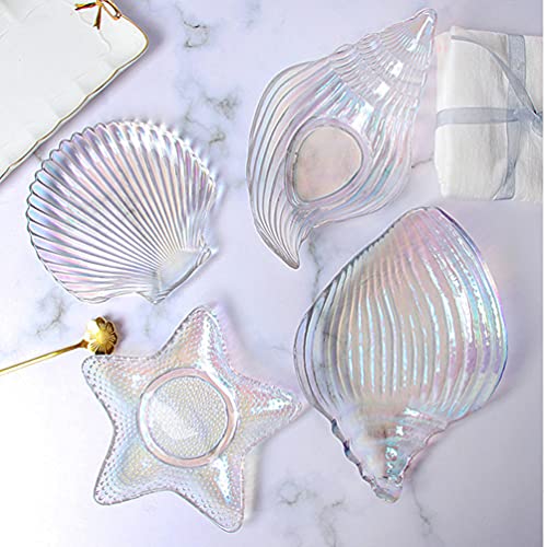 Doitool Sea Shell Bowl Glass Salad Plate Sauce Dishes Sushi Plate Dessert Plate Appetizer Plate Fruit Plate Serving Dishes For Home Kitchen #TOP4
