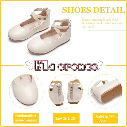 Kiderence Toddler Flower Girl Dress Shoes Parties Ballet Flat Off White 1M by Kiderence - Used condition - Image 5