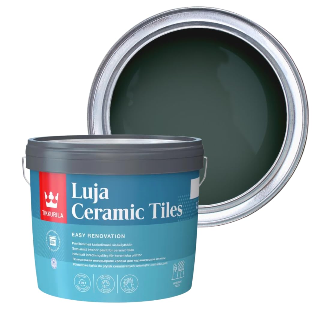 TIKKURILA Luja Ceramic Tiles - Semi-matt paint for Ceramic Tiles - Available in White & 15+ Colours (Fjord M442, 3 Litres) — image 1