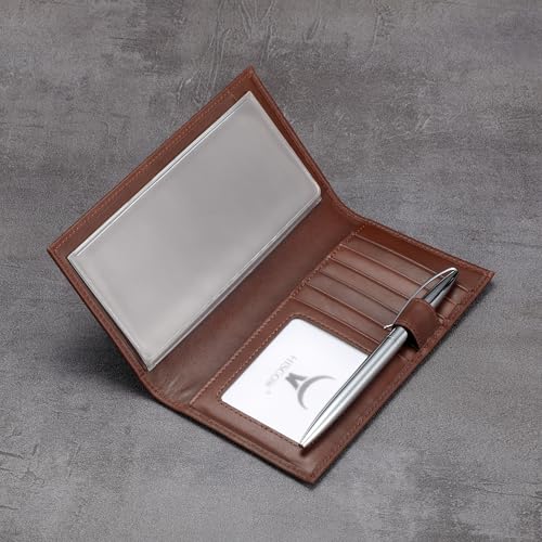 Funda de chequera de piel de becerro italiana suave artesanal de alta calidad 6