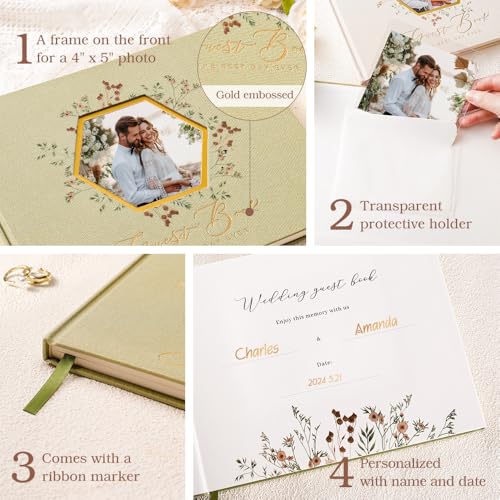 Image of molekaus Wedding Guest Book Hardcover 8 inch x 10 inch,100 Pages