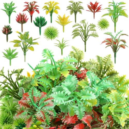 Contenuto del prodotto: 100 piante modello in miniatura nelle dimensioni da 2 a 6 cm. Questi alberi modello sono ideali per decorare giardini in miniatura. La quantità è sufficiente per soddisfare le vostre esigenze di fai da te.