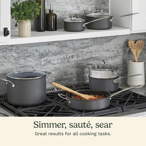 Image of Cuisinart Chef's Classic Nonstick Hard Anodized 17 Piece Set w /Tempered Glass Lids