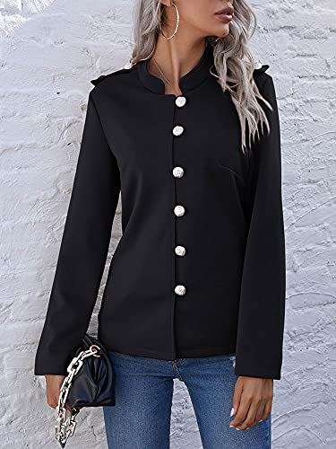 Staright Moda feminina inverno cor sólida terno gola manga comprida botão casual fino escritório bla