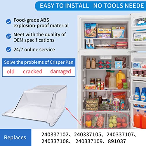 Azdele 2023 Upgraded 240337103 Refrigerator Crisper Pan, Replace 240337102, 240337105, 240337107, 240337108, 240337109, 891037, Compatible With Frigidaire, Kenmore, Crosley, White Westinghouse #TOP5