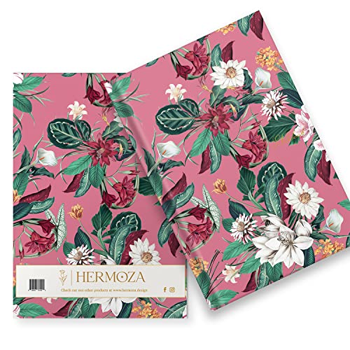 Hermoza Caderno executivo de capa dura floral de designer, tamanho B5, 120gsm, diário, fita de cetim