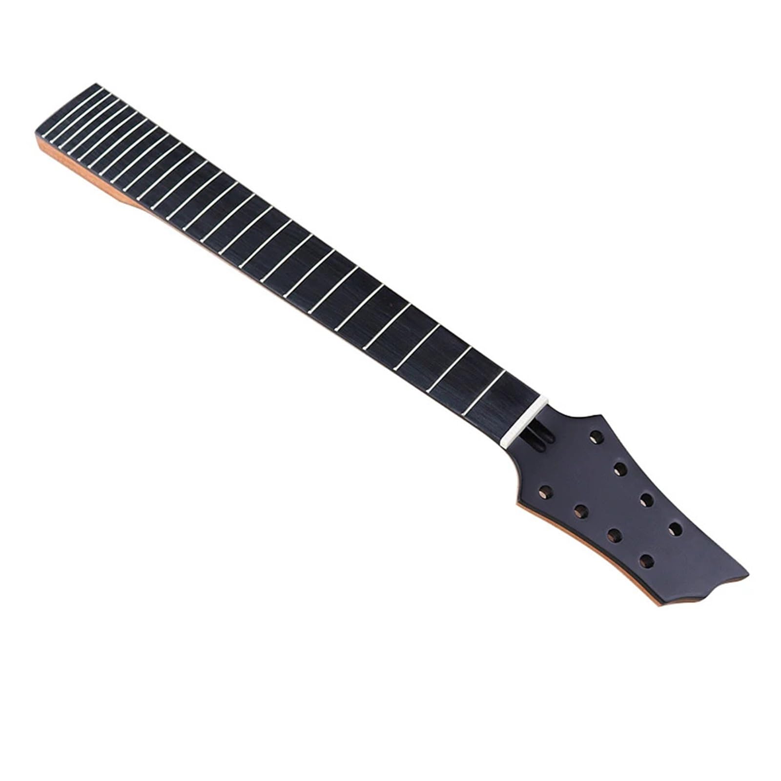 8-saitiger E-Gitarrenhals, 24 Bünde, Okoume-Holzhals, schwarzer Kopf mit doppeltem Halsstab, doppelte Rückenlinie, 7,5 cm Absatzbreite