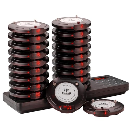 YYCalling 20PCS Restaurant Pager System, Vibration Beep Flash Reminder for Fast Food Shop Cafe Dessert Store Bakery Tea House Food Truck Use