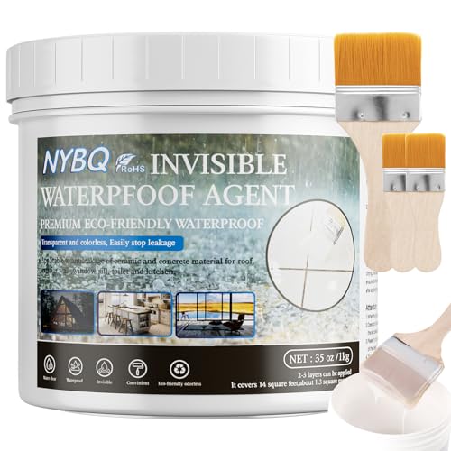 NYBQ 1KG Transparente Wasserdichte Beschichtung, Dichtungsmasse Wasserdicht, Flüssige Wasserdichte Versiegelung Unsichtbare Dichtmasse, Leck Wasserdichter, für Wand, Badezimmer, Innen und Außen