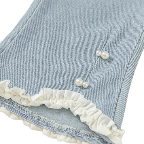 Little Girl Summer Jeans Pants Toddler Elastic Waist Lace Trousers3