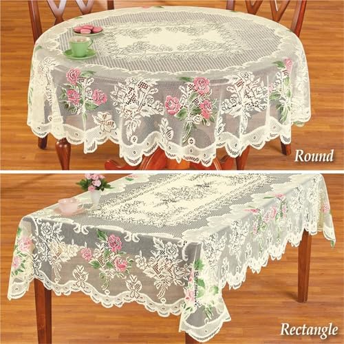 Nappe en dentelle ronde style rustique couverture table de cuisine - 4