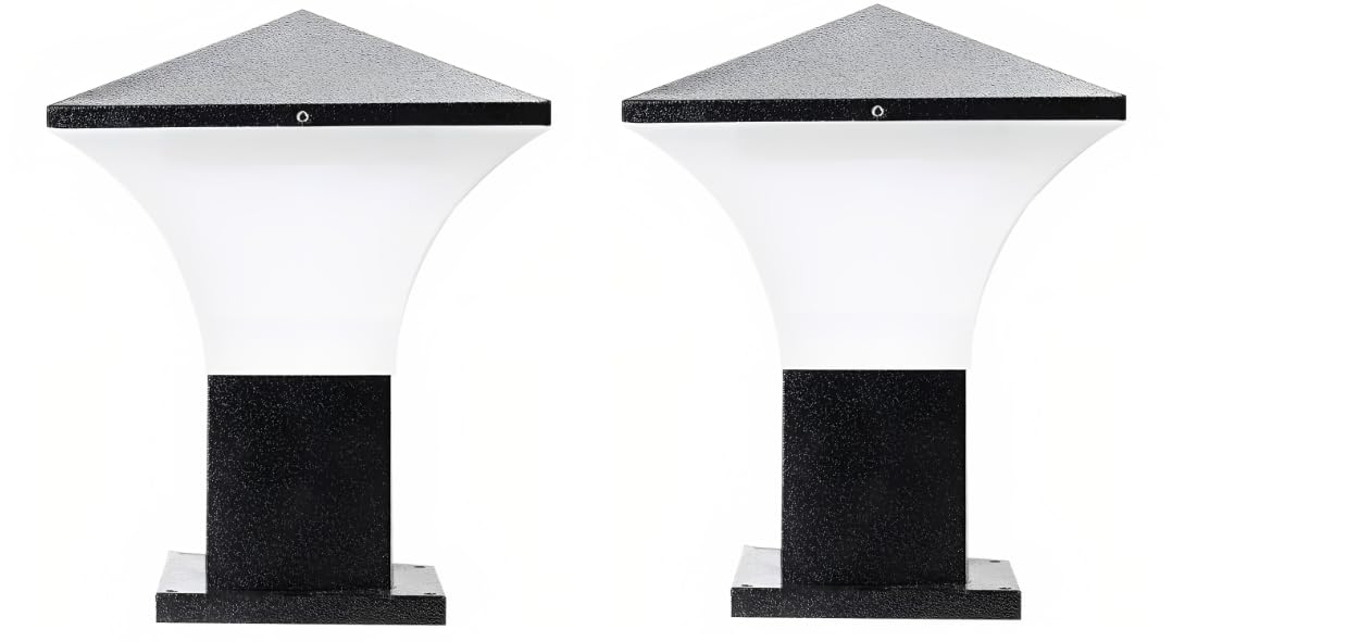 Areezo LYMON Outdoor Gate Pillar Light with Warm White LED, Black Finish (Bulb NOT Included) (Pack of 2)-image-41