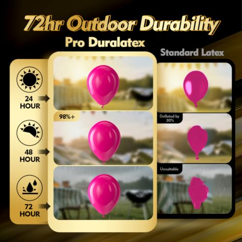 Image of Bezente Pro Duralatex Hot Pink Extra-Thick Balloons 120 Pack 10 inch | Pink Balloons for Valentine's Day Wedding Birthday Party Backdrop Decorations