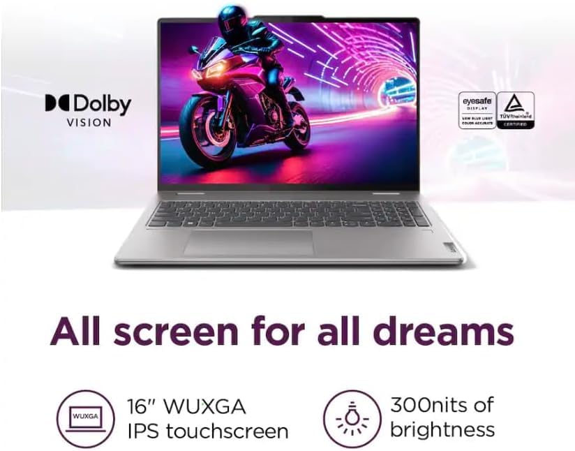Image of Lenovo Yoga 7 Copilot + 2-in-1 Laptop 16.0 inch Touchscreen IPS WUXGA Display (AMD Ryzen 7 8840HS, 16GB LPDDR5X, 512GB M.2 PCIe SSD, Fingerprint, Webcam, Backlit KB, WiFi 6E, Bluetooth 5.3, Win 11 Pro)