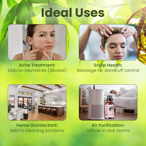 Image of Romyco Tea Tree Essential Oil 30ml for Acne Relief, Skin Care, Healthy Scalp | Antifungal, Antimicrobial | Air Purifier | Men & Women | Pure Natural Premium & Undiluted