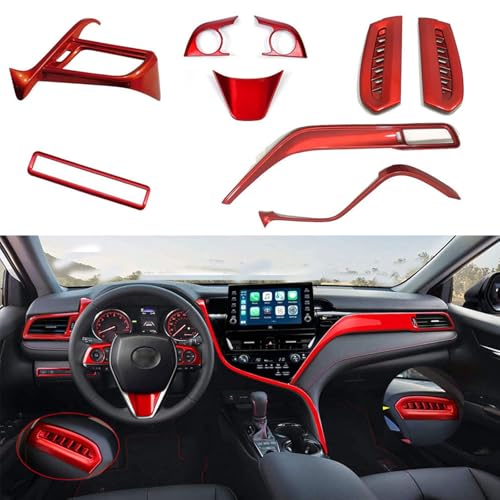 BOLTRY for Toyota Camry 2024 LE SE XLE XSE 2021-2023 ABS Full Set of Car Interiors Instrument Panel Decorative Center Console Moulding Trim Air Outlet Automotive Steering Wheel Cover Accessories 9Pcs