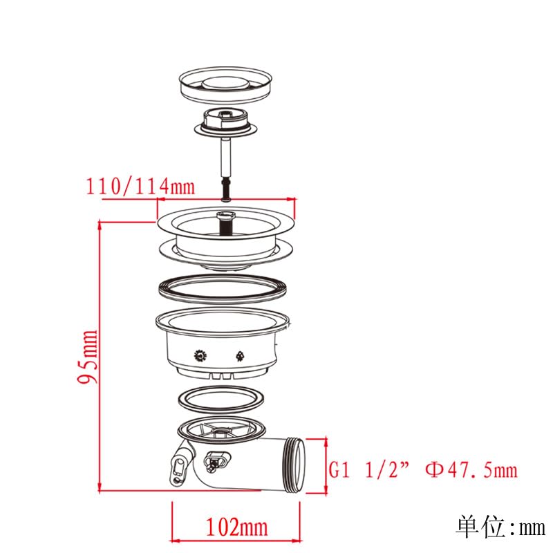 Colador para fregadero de acero inoxidable 4.5 pulgadas miniatura 4