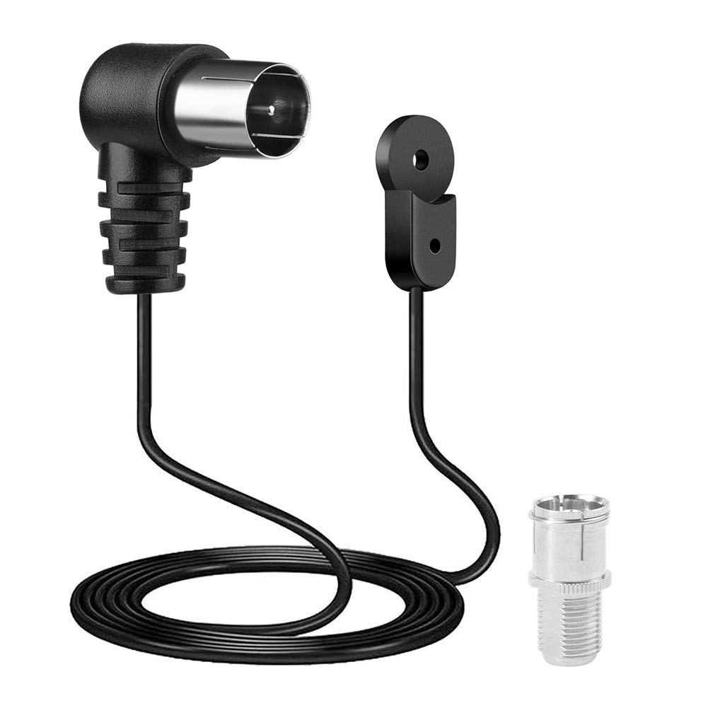 YCDC 75 Ohm FM Radio Antenna, F Type Male Plug, PAL Female Connector Adapter Coax Cable, Coax Cable Antenna for Yamaha, Onkyo etc Tabletop Home Stereo Receiver Desktop Radio Receiver 4.9ft