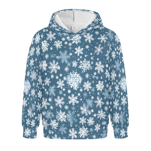 Kids Hoodies Sweaters Christmas Xmas Snowflake Hooded Sweatshirts with Big Pockets for Boys Girls B0400389