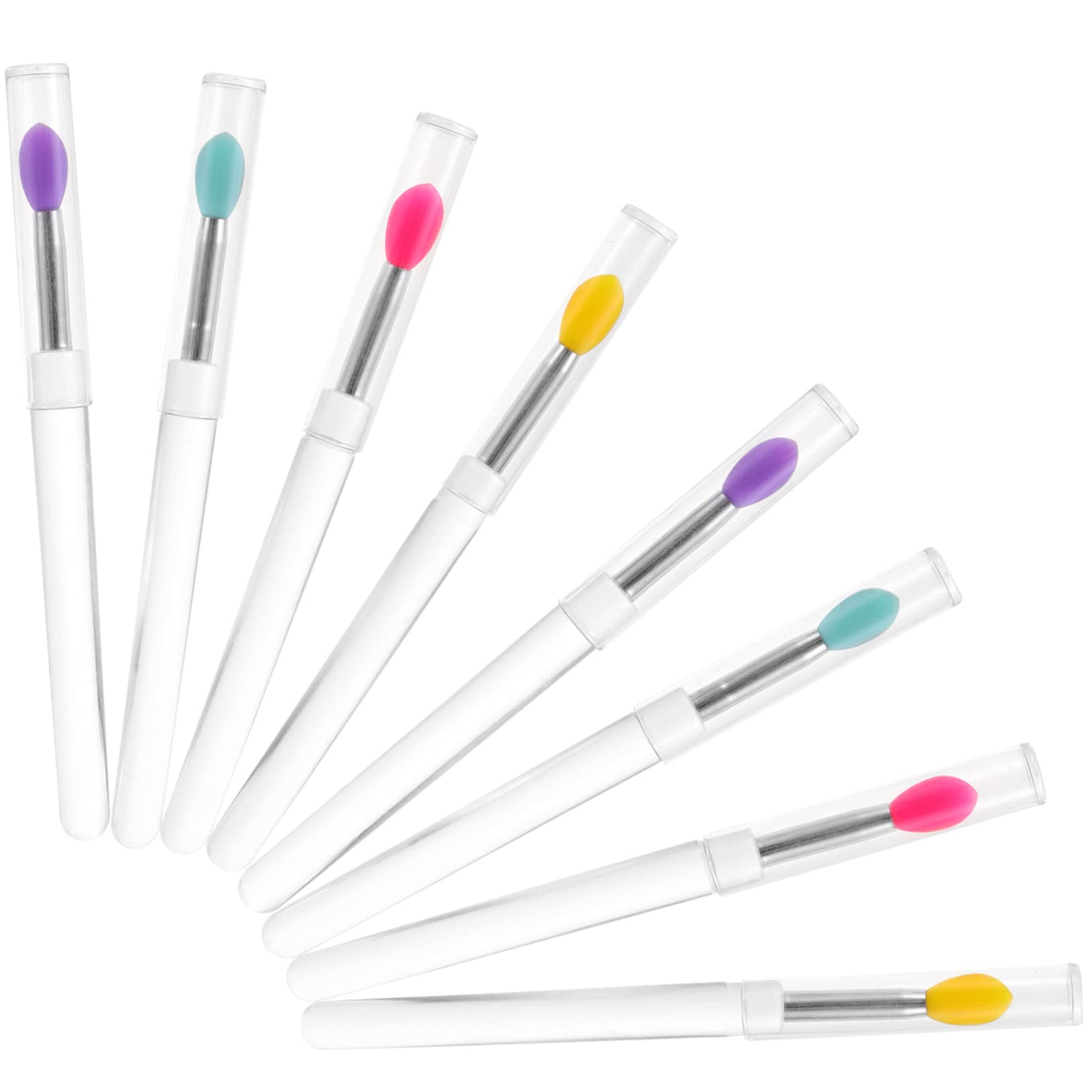 FOMIYES 8pcs Silicone Lip Brushes with Caps Transparent Handles for Lipstick and Gloss Application Compact and Portable Makeup Lip Applicators Easy to