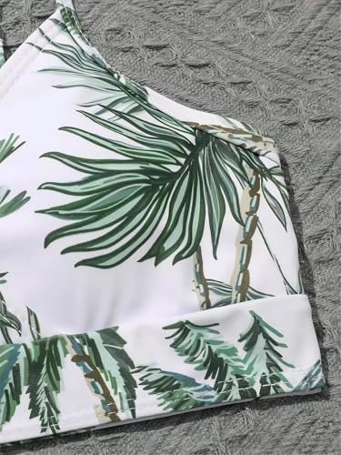 Image of Girl's 3 Piece Set Coconut Tree Print Criss Cross Bikini Sets with Cover Up Shorts Green 160