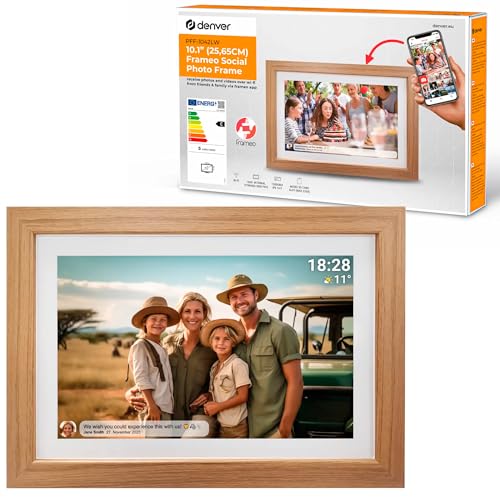 Denver Digitaler Bilderrahmen Holz 10,1 Zoll mit WLAN - FRAMEO Digital Photo Frame mit Touchscreen & 16 GB Speicher - Elektrischer Bilderrahmen mit App‑Steuerung - USB & microSD - Light Wood Denver Digitaler Bilderrahmen Holz 10,1 Zoll mit WLAN - FRAMEO Digital Photo Frame mit Touchscreen & 16 GB Speicher - Elektrischer Bilderrahmen mit App‑Steuerung - USB & microSD - Light Wood