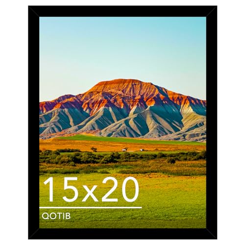 QOTIB 15x20 Picture Frame Black for Wall Mounting Horizontal and Vertical Formats for Wall Hanging Wood 15x20 Frame Black 1 Pack