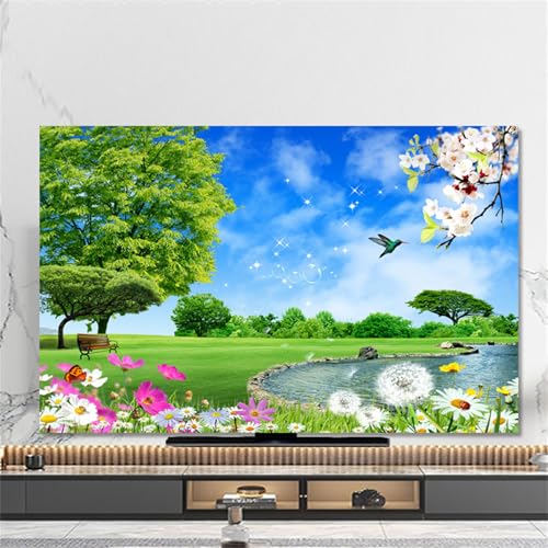 Copertura Antipolvere per TV Motivo Foresta 3D Copri Televisore 32-80inch Cover TV TV Protezione TV Custodia Protettiva TV 55inch Margherita